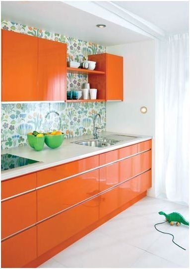 Orange kitchen cabinet